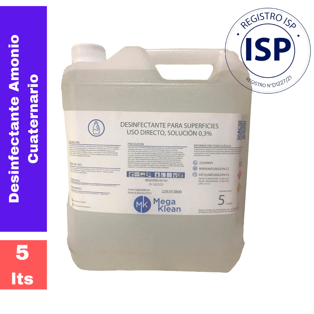 Amonio Cuaternario Listo para Usar 5L Megaklean