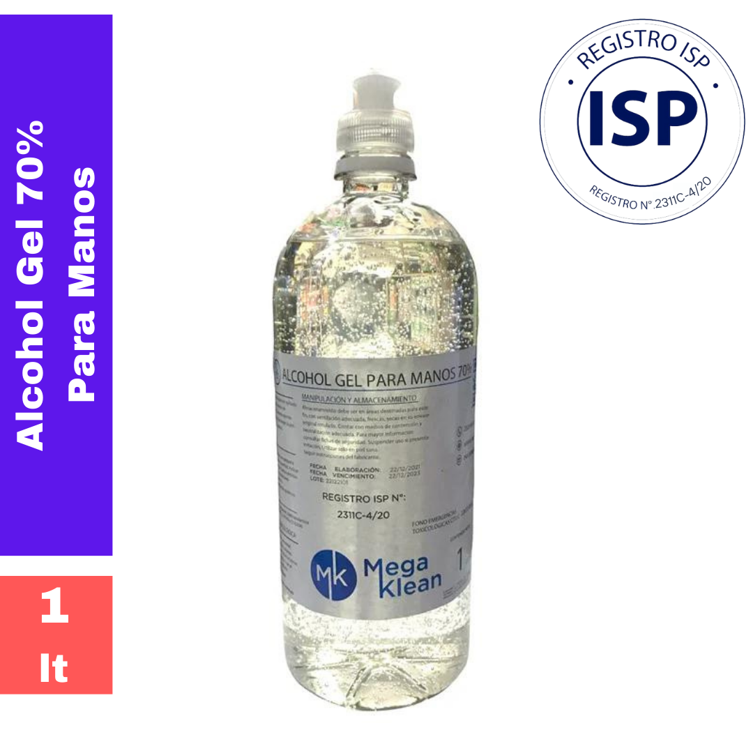 Alcohol Gel al 70% Megaklean con Registro ISP