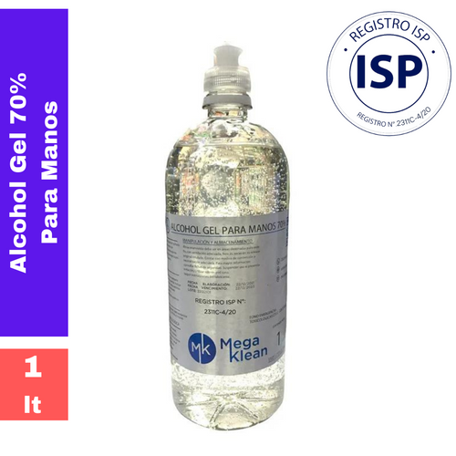 Alcohol Gel al 70% Megaklean con Registro ISP